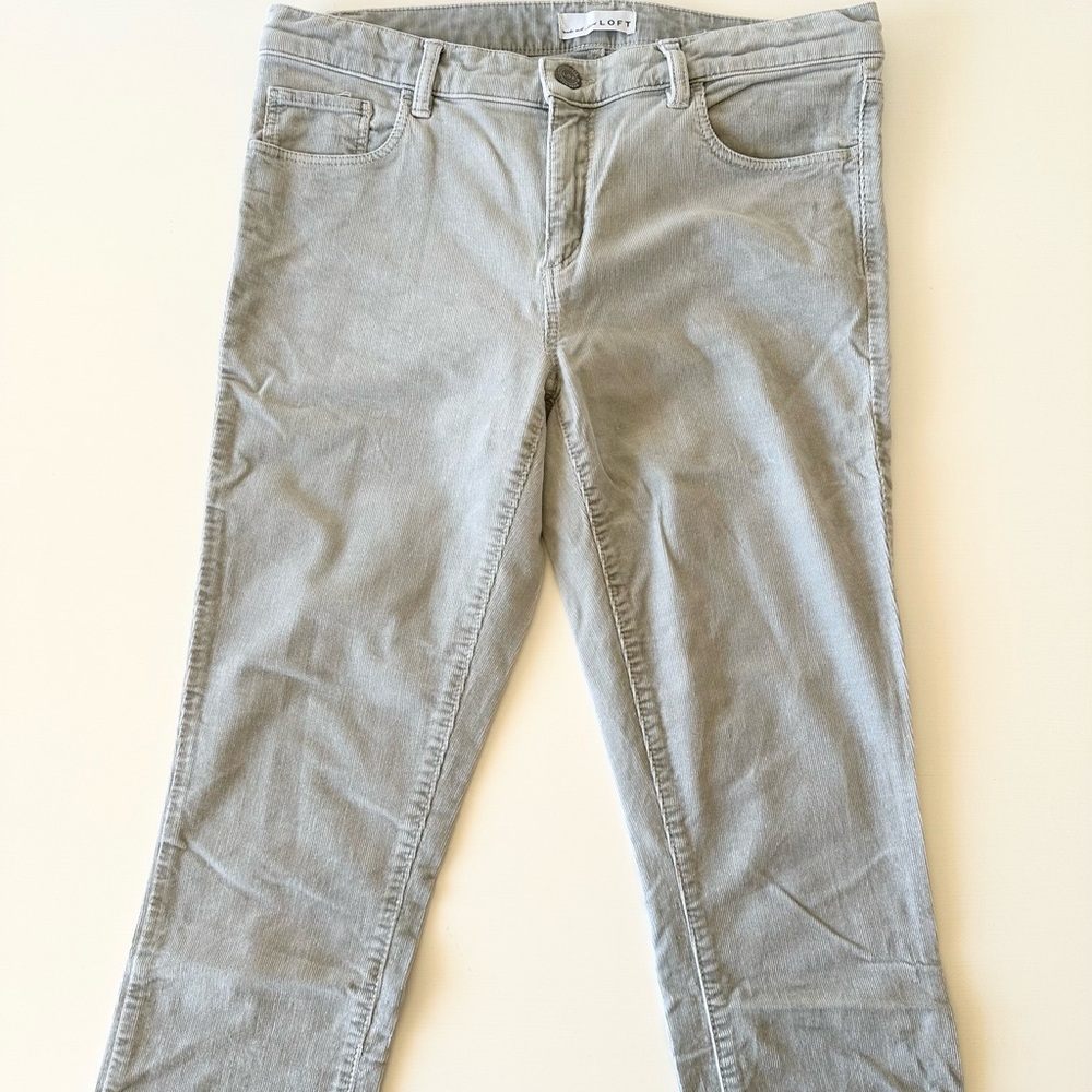 LOFT Light Gray Corduroy Slim Jeans Size 28 6